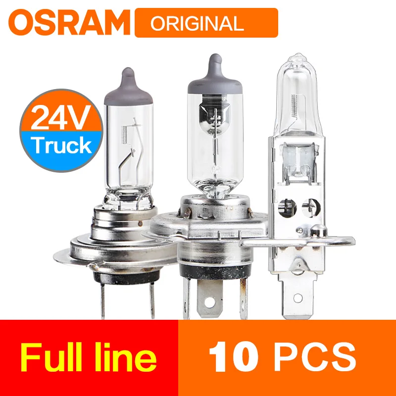 24V Headlight Trucks Bus Osram Lamps Low beam High beam Fog original 10pcs H1 H4 H7 H3 70w 100w