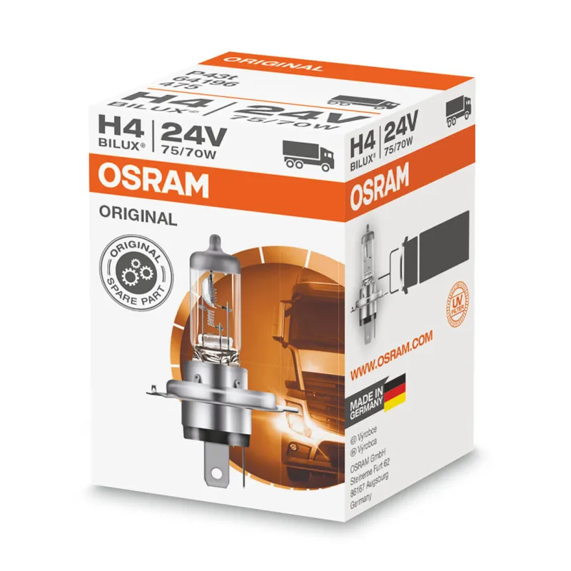 24V Headlight Trucks Bus Osram Lamps Low beam High beam Fog original 10pcs H1 H4 H7 H3 70w 100w
