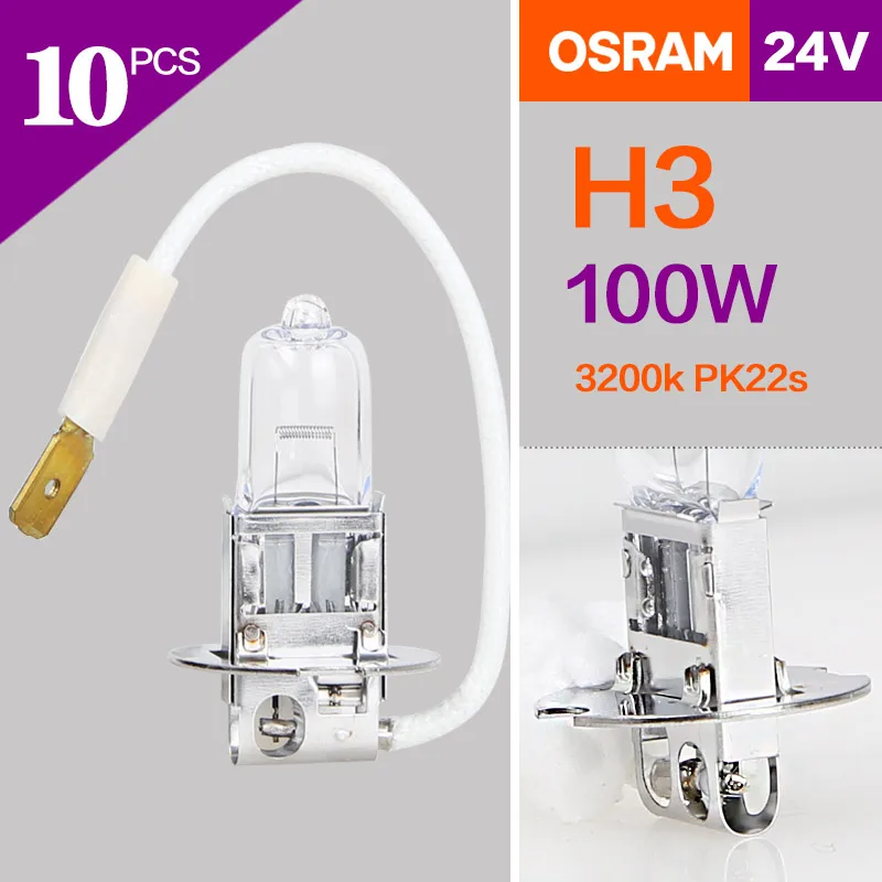 24V Headlight Trucks Bus Osram Lamps Low beam High beam Fog original 10pcs H1 H4 H7 H3 70w 100w