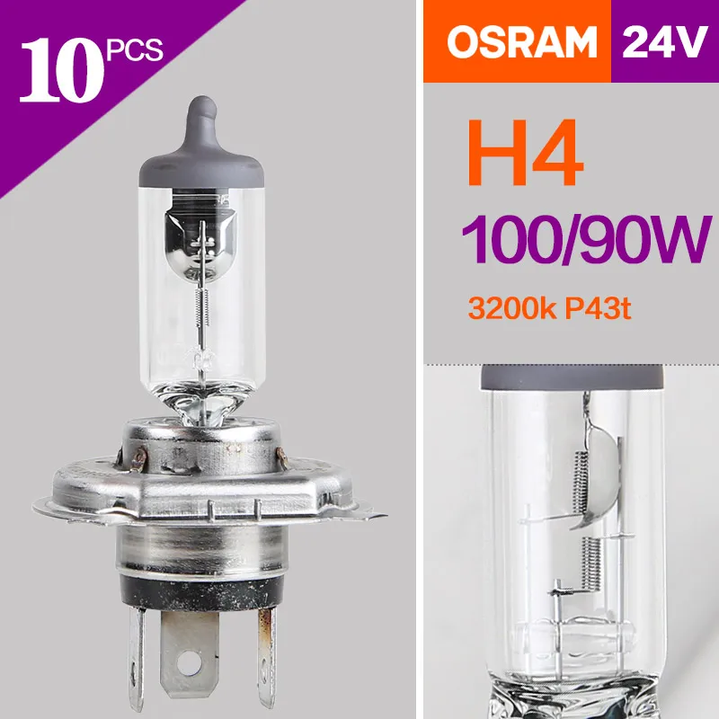 24V Headlight Trucks Bus Osram Lamps Low beam High beam Fog original 10pcs H1 H4 H7 H3 70w 100w