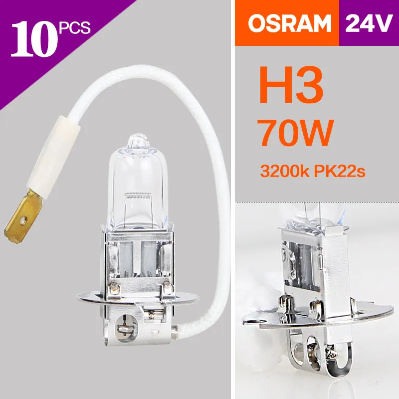 24V Headlight Trucks Bus Osram Lamps Low beam High beam Fog original 10pcs H1 H4 H7 H3 70w 100w