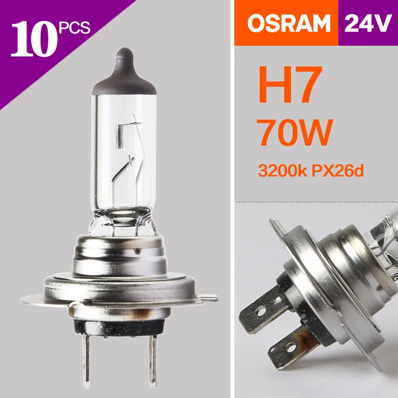 24V Headlight Trucks Bus Osram Lamps Low beam High beam Fog original 10pcs H1 H4 H7 H3 70w 100w