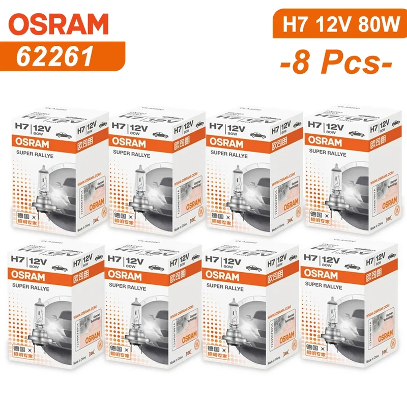OSRAM H7 Halogen Bulbs 80W 62261 Car Lamps Bombilla PX26d Base Low Beam Fog Light Conversion Kit 3200K Yellow Original