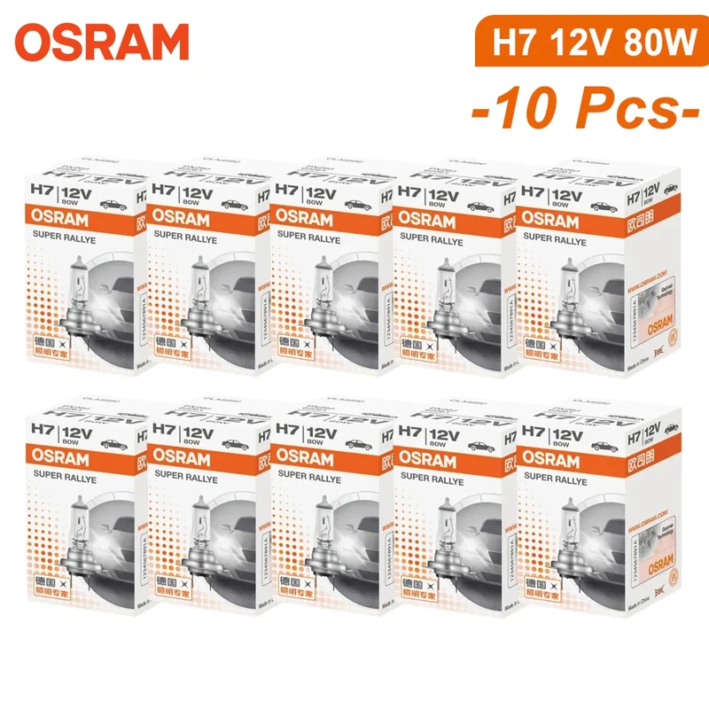 OSRAM H7 Halogen Bulbs 80W 62261 Car Lamps Bombilla PX26d Base Low Beam Fog Light Conversion Kit 3200K Yellow Original
