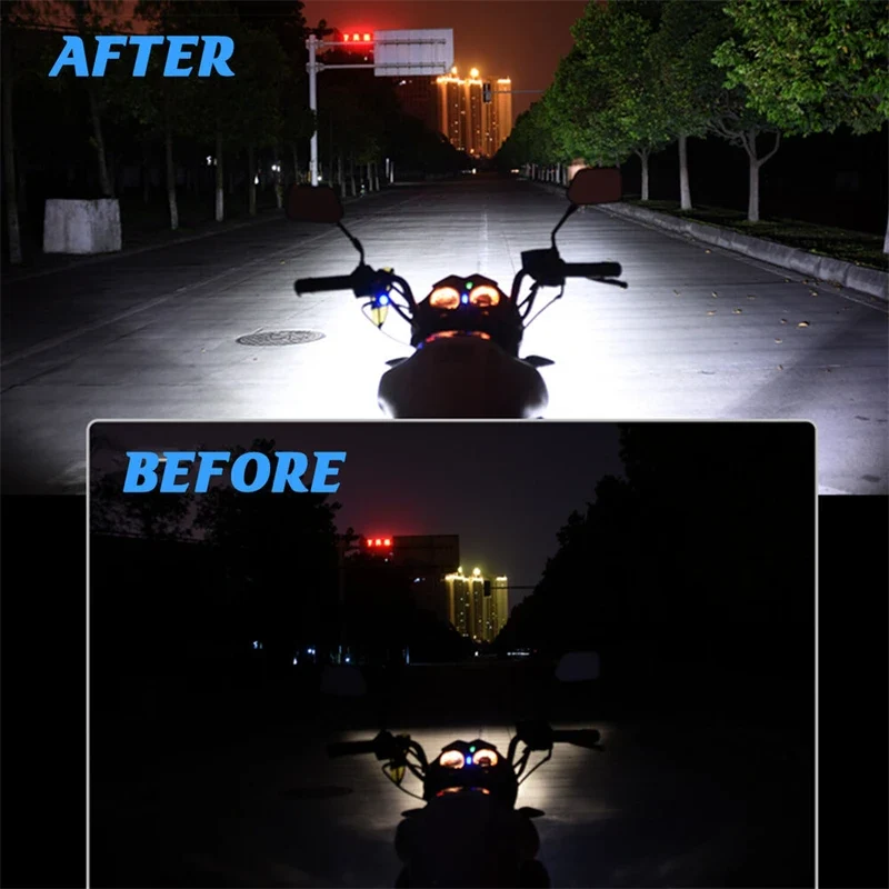 6 LED Motorcycle Headlight Mirror Fog Spot Head Light Spotlight Universal Scooter Fog Spotlight 6000K Lamp Motorcycle Work Light