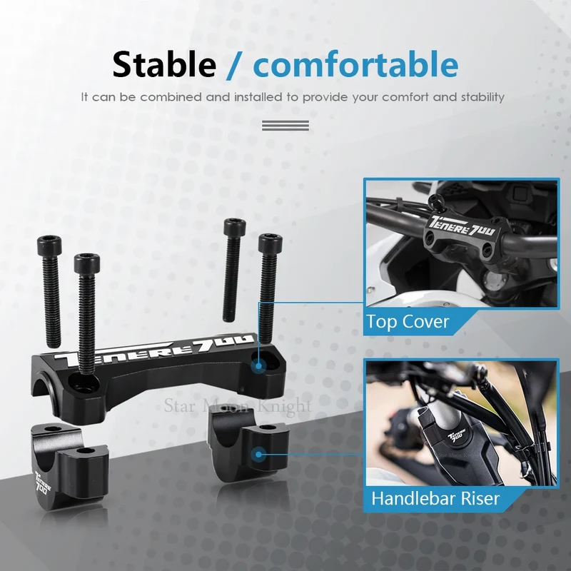 For Yamaha Tenere 700 TENERE700 XTZ XT700Z T700 T7 2019 - Motorcycle Accessories CNC Handle Bar Handlebar Riser Top Clamps Cover