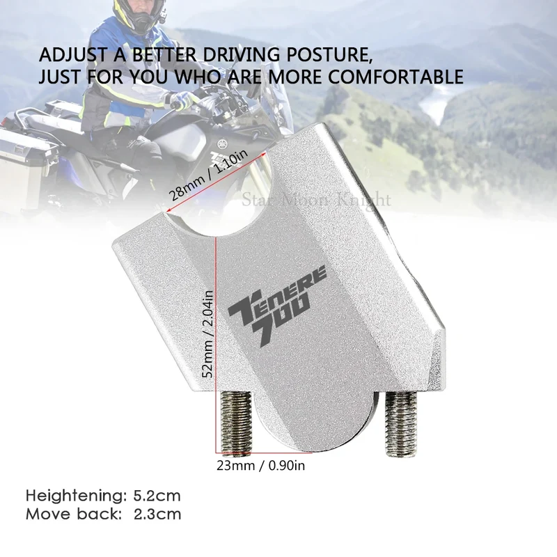 Motorcycle HandleBar Riser Handle Bar Mount Clamp Adapter For Yamaha Tenere 700 Tenere700 XT700Z XTZ 700 T7 T700 2019 -