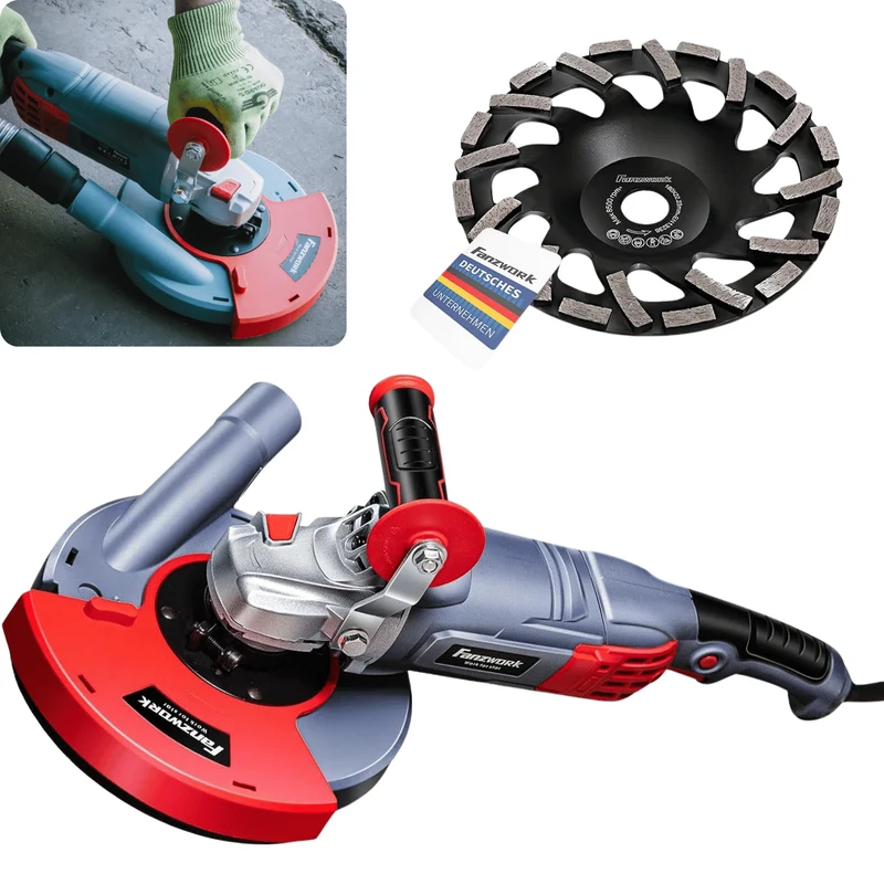 Gebraucht - FANZWORK 1750W/180mm Betonschleifer Set, 7.500 min-1 Umdrehung, inkl. Premium180mm Diamantschleiftopf