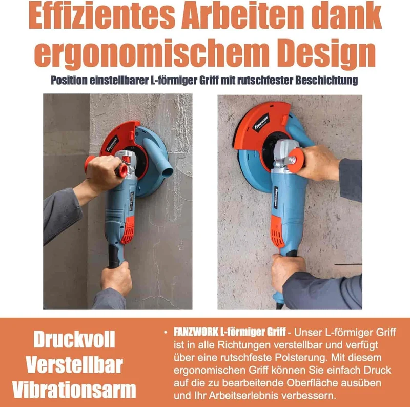 Gebraucht - FANZWORK 1750W/180mm Betonschleifer Set, 7.500 min-1 Umdrehung, inkl. Premium180mm Diamantschleiftopf
