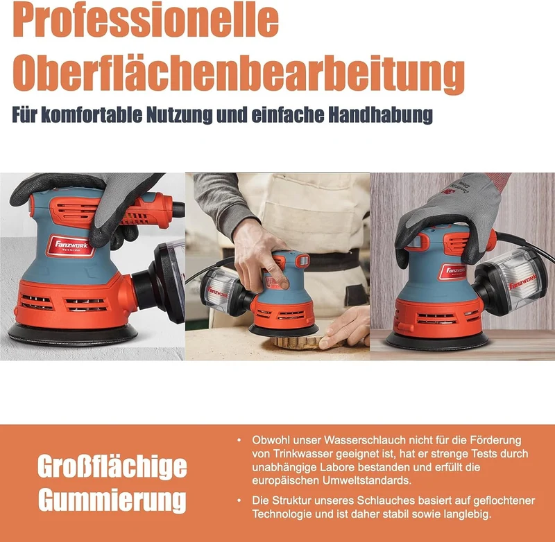 49C FANZWORK 300W Exzenterschleifer mit Staubfangbehälter staubgeschütztem Schalter
