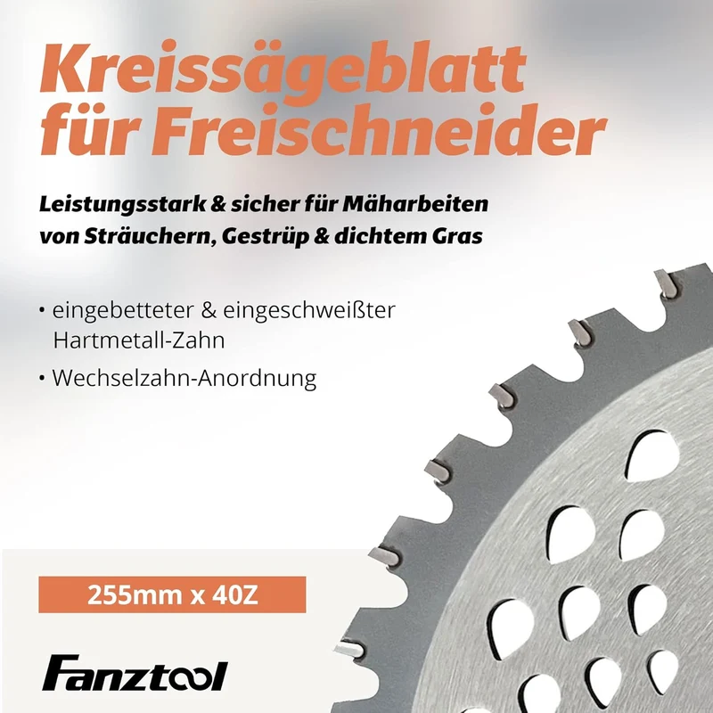 FANZTOOL Kreissägeblatt Freischneider Klinge 255D x 40Z mit Zahnschutz