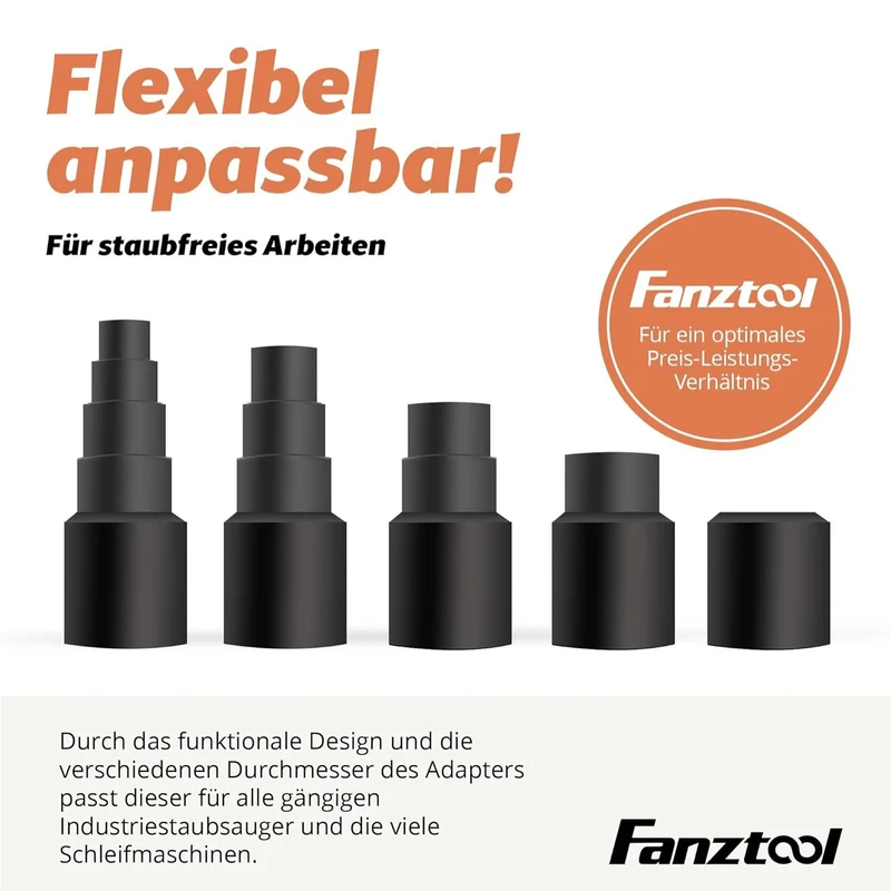 FANZTOOL XXL Gummi Schlauchadapter 55 mm universal