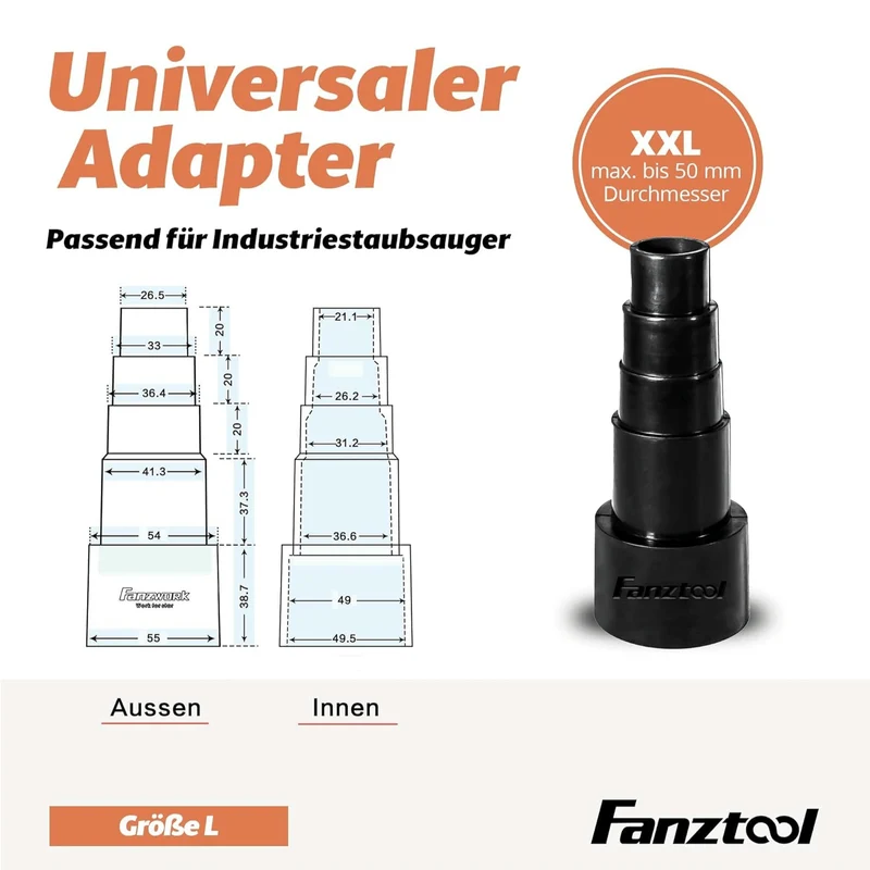 FANZTOOL XXL Gummi Schlauchadapter 55 mm universal