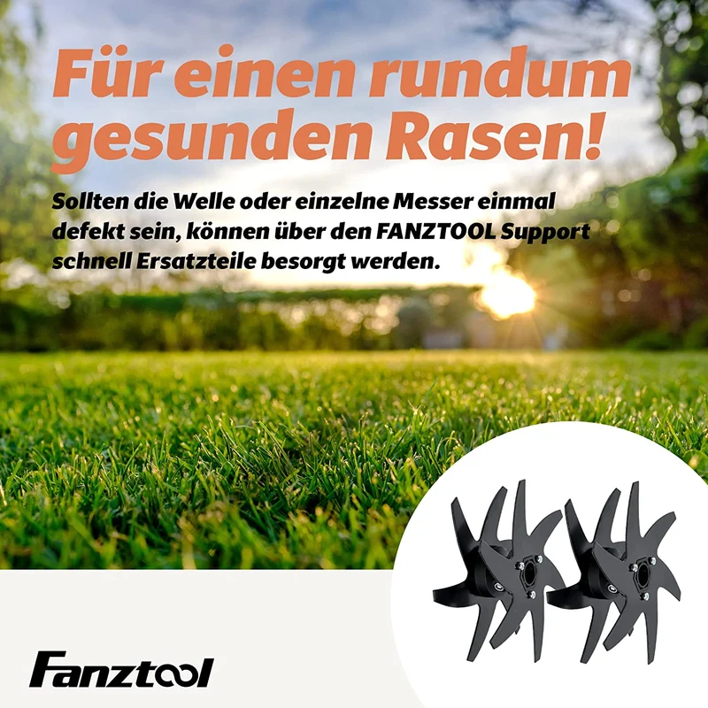 15C FANZTOOL Vertikutierer Aufsatz für Bodenhacke mit Akku, Handvertikutierer zum Lüften von Rasen und Boden, mit 20cm Arbeitsbreite
