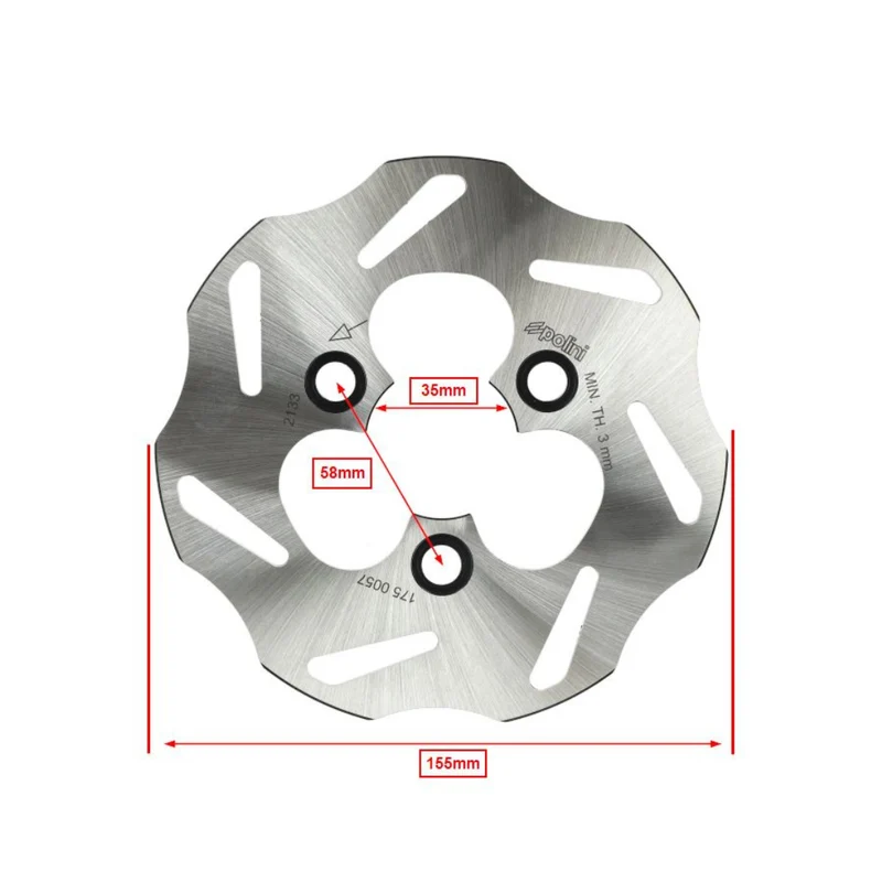 Disque de frein Polini Wave 3 trous 155MM Piaggio Zip Type 1 / 2 / 3 / Fast Rider