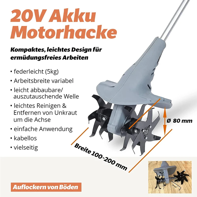 Neuwertig - FANZTOOL 20V Motorhacke Bodenhacke Gartenhacke Kultivator