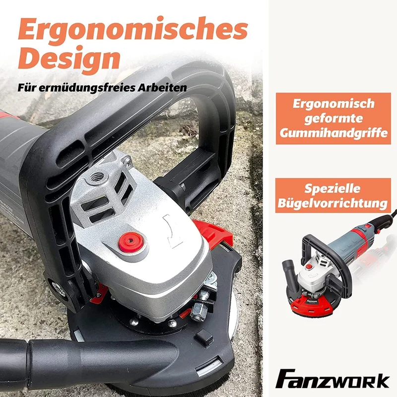 Gebraucht - FANZWORK Betonschleifer Betonfräse Set mit Diamantschleiftopf und Absaughaube (1500W/125mm+) FT-2302