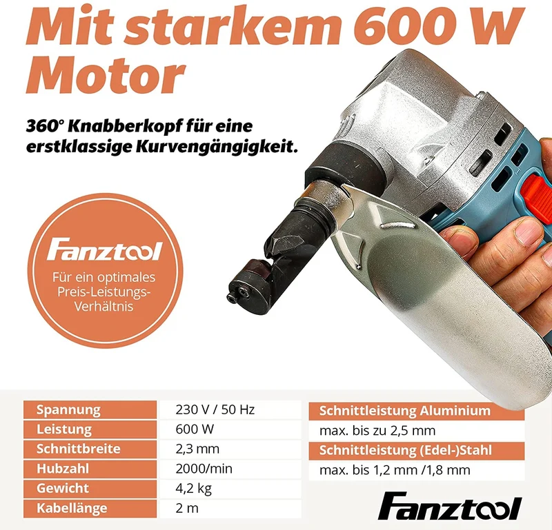 Gebraucht - FANZTOOL Knabber Blechknabber 600W (mit Kopfer und 2 x Stempel) FZ-9101