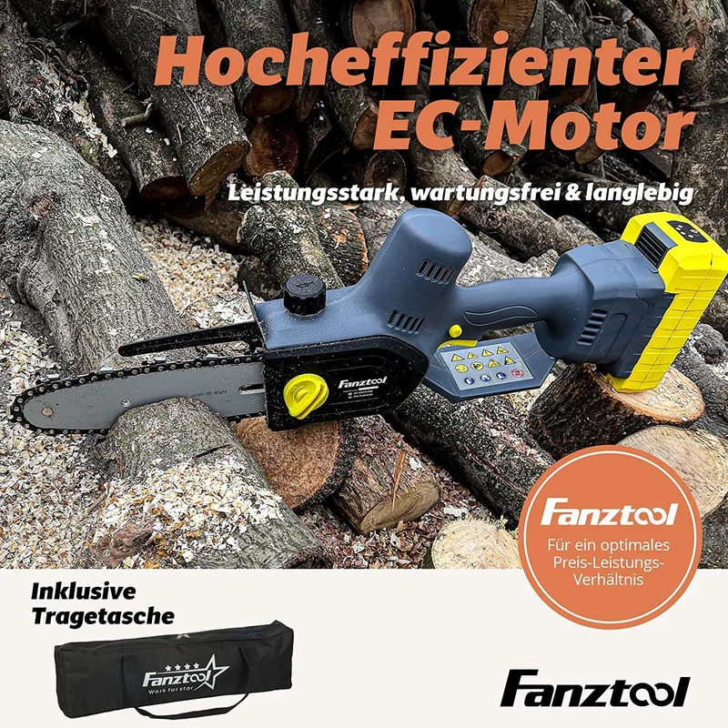 FANZTOOL 20V Akku Handsäge, Kettensäge mini 1,8 kg, EC-Motor, 3Ah Akku SMY100014