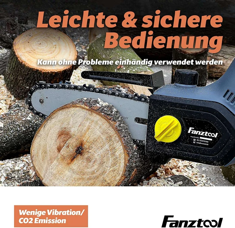 FANZTOOL 20V Akku Handsäge, Kettensäge mini 1,8 kg, EC-Motor, 3Ah Akku SMY100014
