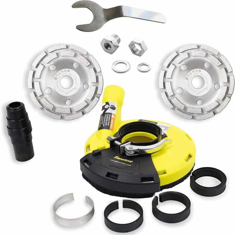 #6 FANZTOOL Diamantschleiftopf 2 * 125 mm mit universal Absaughaube Staubsaugung für Winkelschleifer Betonschleifer