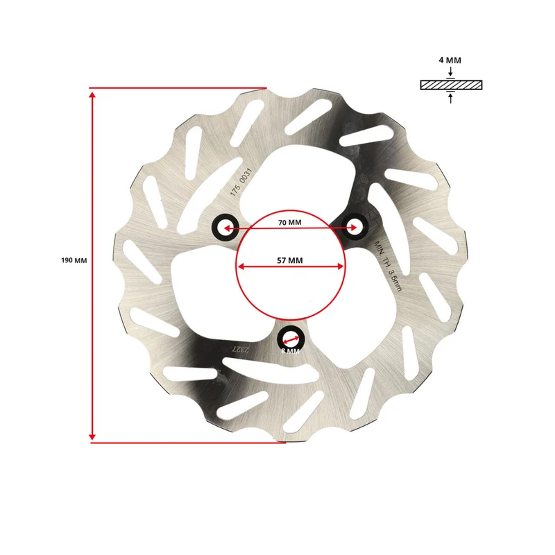 Disque de frein Polini Wave 3 trous 190MM Piaggio Typhoon