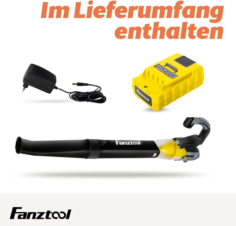 Neuwertig - FANZTOOL Axial Laubbläser mit 20V Akku und Ladegerät (Akku Laubbläser)