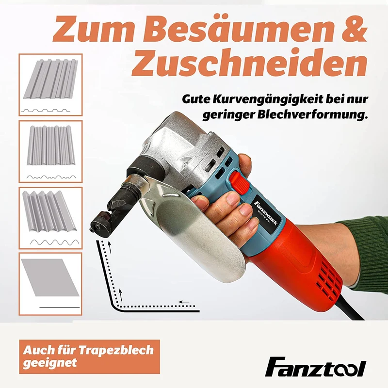 Neuwertig - FANZTOOL Knabber Blechknabber 600W (mit Kopfer und 2 x Stempel) FZ-9101