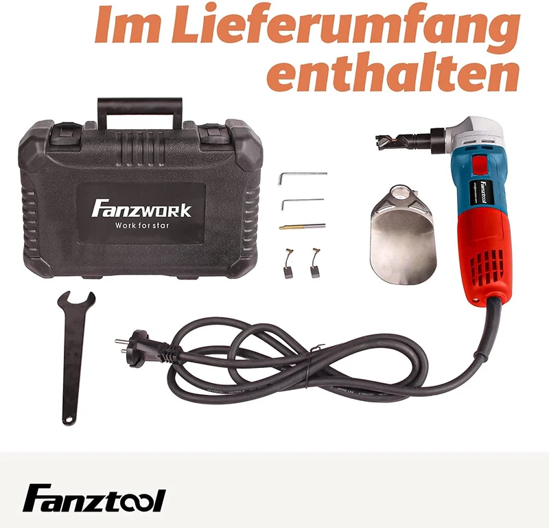 Neuwertig - FANZTOOL Knabber Blechknabber 600W (mit Kopfer und 2 x Stempel) FZ-9101