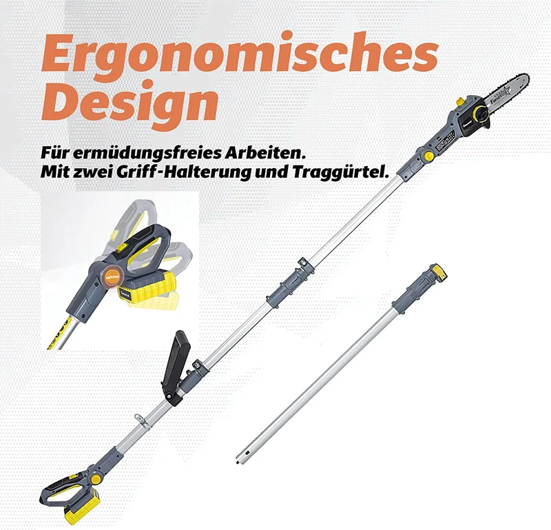 Neuwertig - FANZTOOL 20V Li-Ion Akku-Hochentaster mit 2,5Ah Akku/Ladegerät, Höhe bis 5 m, 17 cm Schnittstärke, Schwertlänge 20 cm, leichtes Gewicht 4 kg