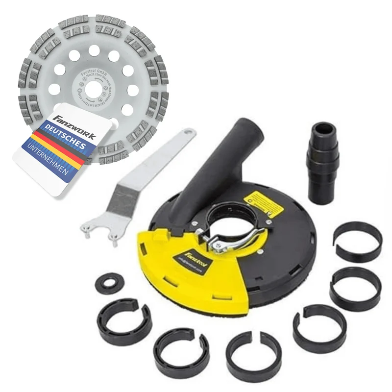 Gebraucht - #4 FANZTOOL Diamantschleiftopf 180 mm + Absaughaube für Winkelschleifer Betonschleifer
