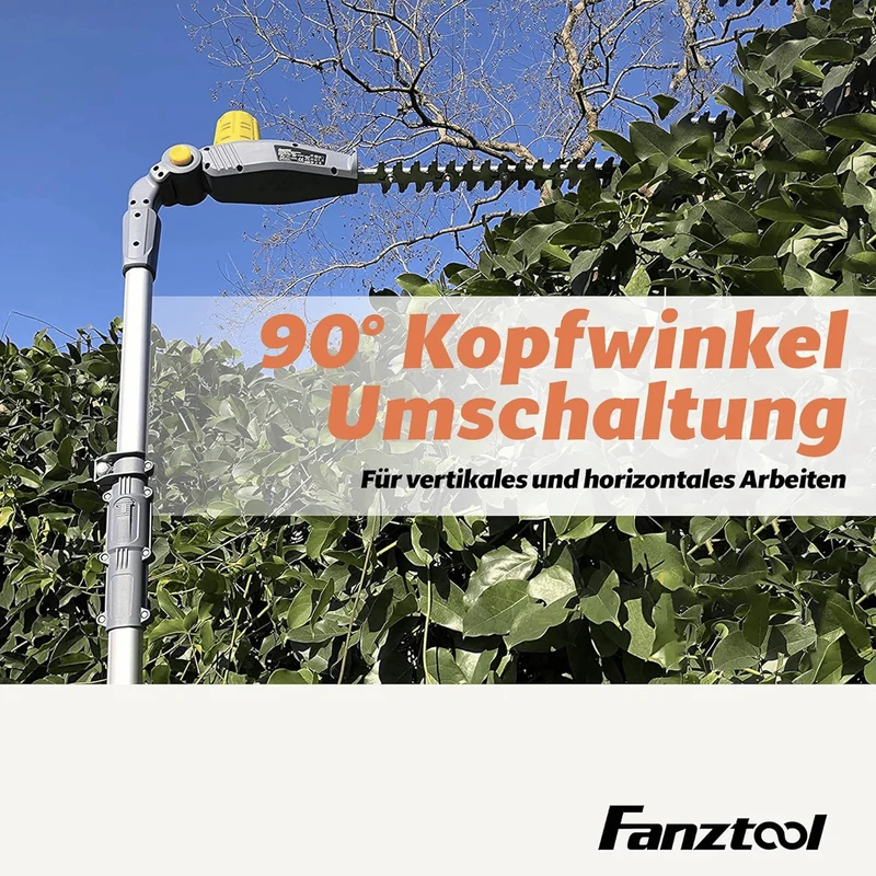 Neuwertig - FANZTOOL 20V Li-Ion Akku 2-in-1 Hochentaster/teleskop Heckenschere mit 2Ah Akku & Ladegerät, Reichweite bis 5 m, 17 cm Schnittstärke, leichtes Gewicht 3,5 Kg