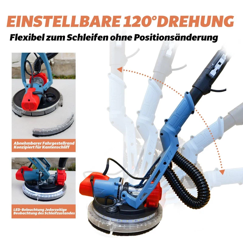 Gebraucht - FANZTOOL 750 Watt Trockenbauschleifer mit intrigiertem Staubsauger Giraffe Deckenschleifer – LED, 4kg