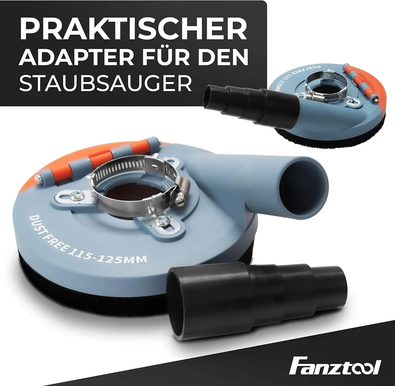 Neuwertig - #8 FANZTOOL Absaughaube für Winkelschleifer inkl. 2 x 125mm + Diamantschleiftopf Premium