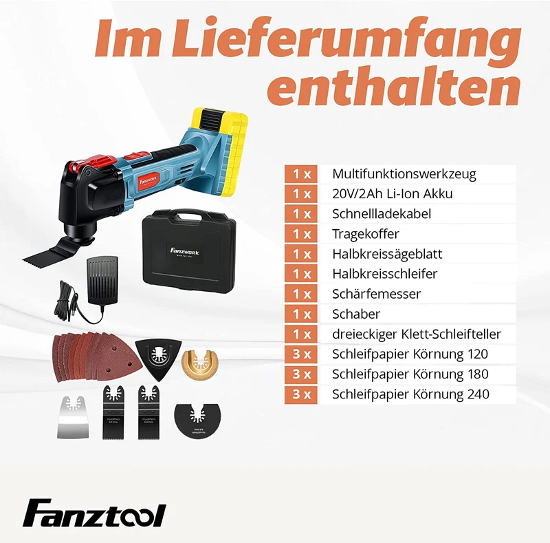 Neuwertig - FANZTOOL Akku Multifunktionswerkzeug, 20V EC Motor SMD100004