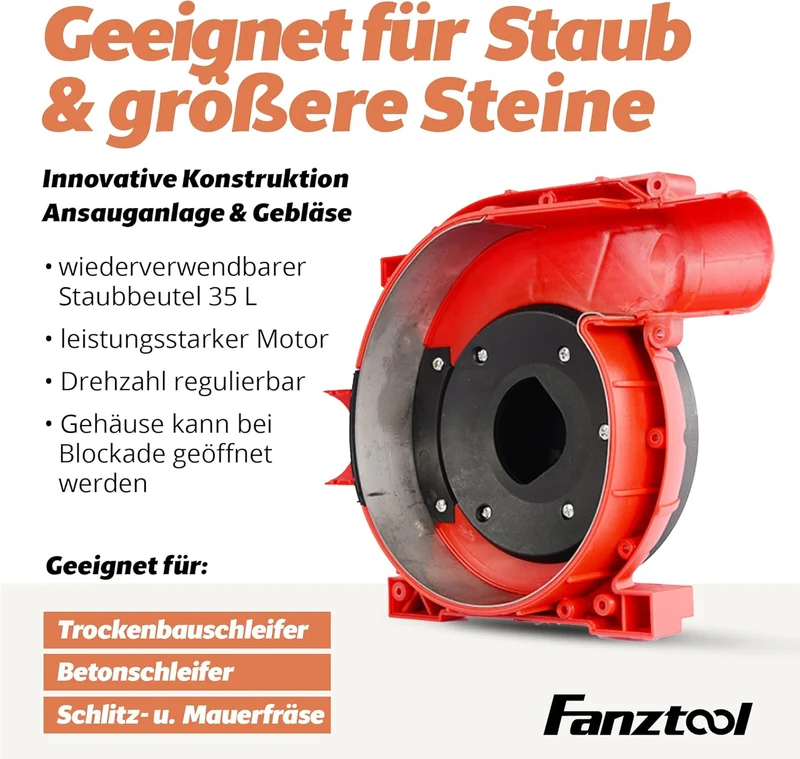 Gebraucht - Mobile Absauganlage 900W mit wiederverwendbaren Staubbeutel und Metallgehäuse FZ-BV6902