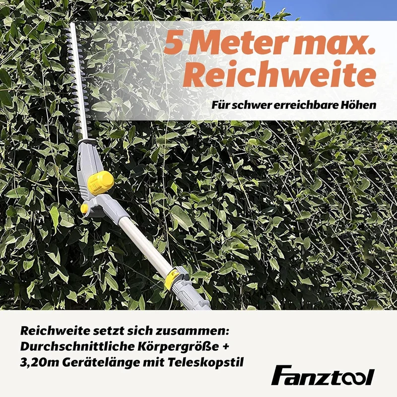 Gebraucht - FANZTOOL Akku Teleskop Heckenschere Teleskopstiel mit 20V/2Ah Akku