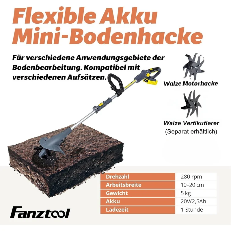 Gebraucht - FANZTOOL 20V Motorhacke Bodenhacke Gartenhacke Kultivator