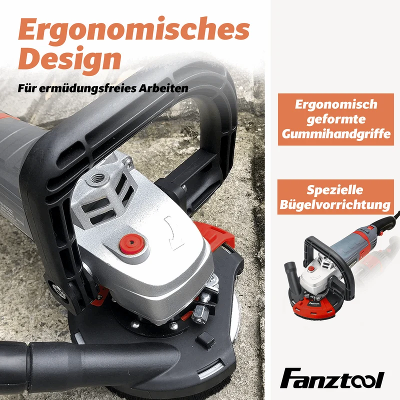 Gebraucht - FANZWORK Betonschleifer Betonfräse Set mit Diamantschleiftopf und Absaughaube (1500W/125mm) FT2302