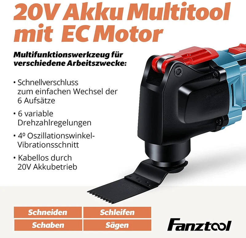 Gebraucht - FANZTOOL Akku Multifunktionswerkzeug, 20V EC Motor SMD100004