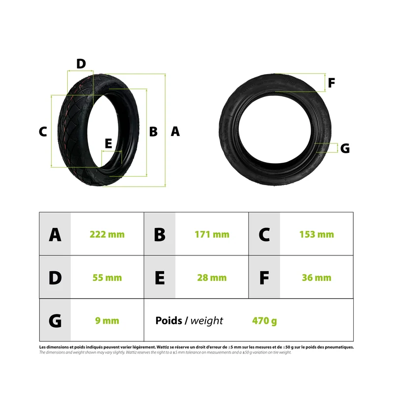 Pneu 8,5x2 tubeless CHAOYANG Avec Bande Anti Crevaison