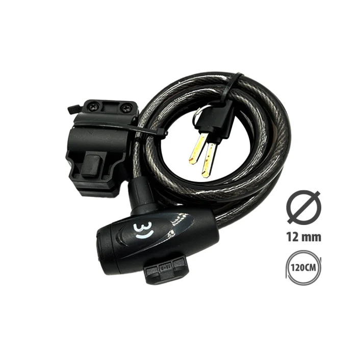 Antivol diam 12 long 1m20 clés + support