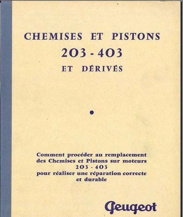 manuel d'atelier Peugeot 203 tous modèles