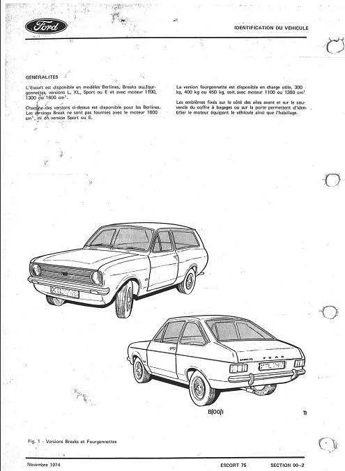 Manuels d'atelier Ford Escort Mk 1 ,Mexico et Mk2 français