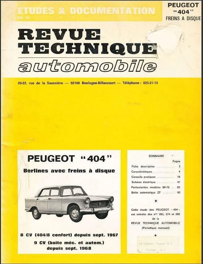 manuels d'atelier Peugeot 404 (compilation)