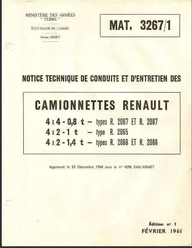 Manuels d'atelier et de réparation Renault r 2087 et Goelette