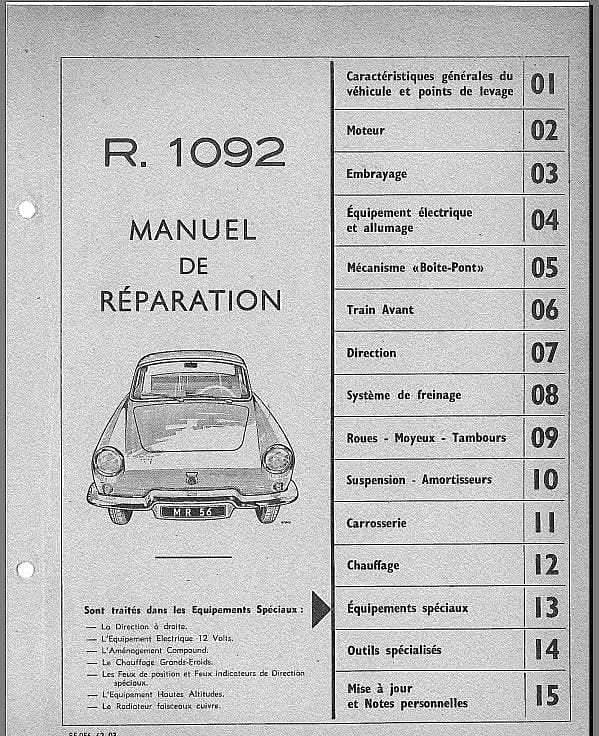 Manuels d'atelier Renault Floride et Caravelle