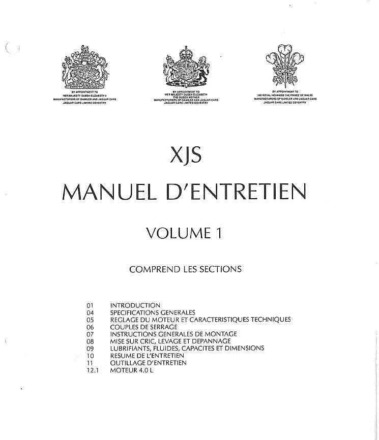 Manuel d'atelier Jaguar XJS 4.0 V12 et HE en français