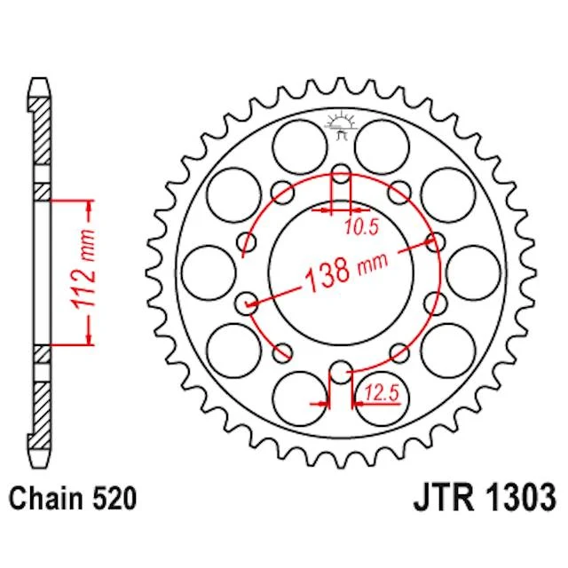 Corona de aluminio 48 Dientes JTA1303 JT Sprockets - negro
