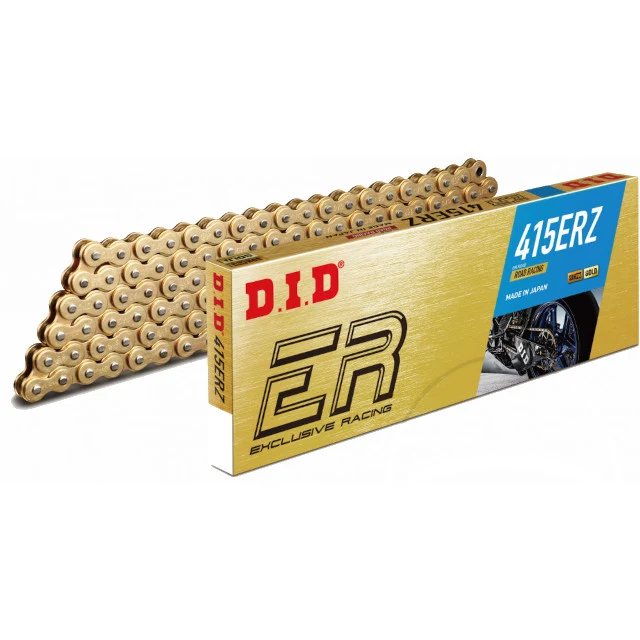 Cadena de transmisión paso 415 ERZ G&G 130 eslabones enganche clip D.I.D - dorado